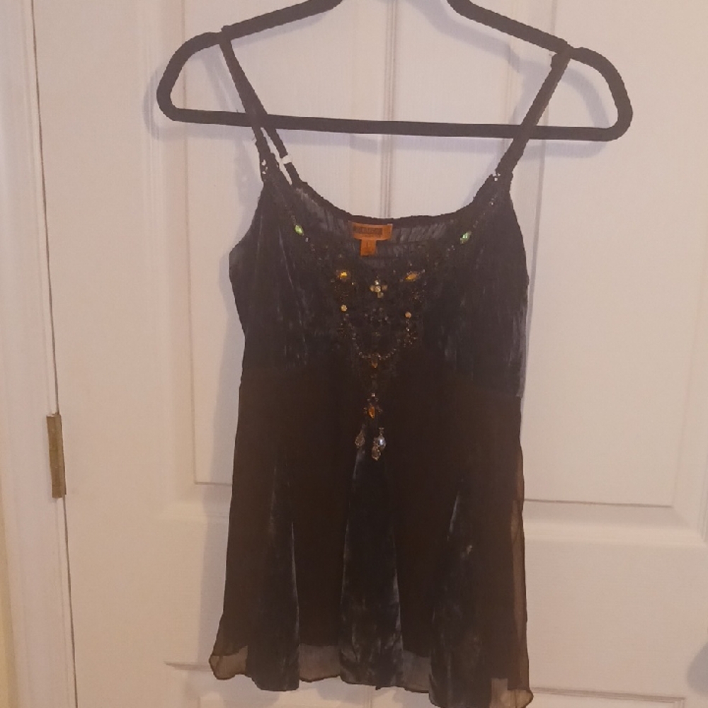 NY Collection Black Beaded Camisole